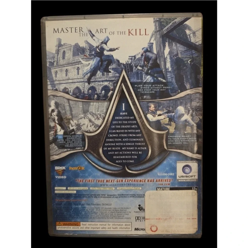 Assassin's Creed‎ Xbox 360 Complete Tested working 2007 Platinum Hits